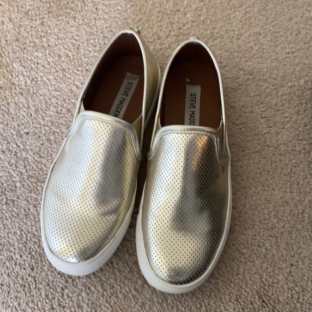 Gold Steve Madden Slip On Sneakers Shoes
